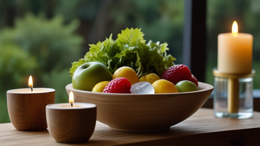 Frutas frescas y velas en un entorno relajante para la hipnoterapia - Valencia