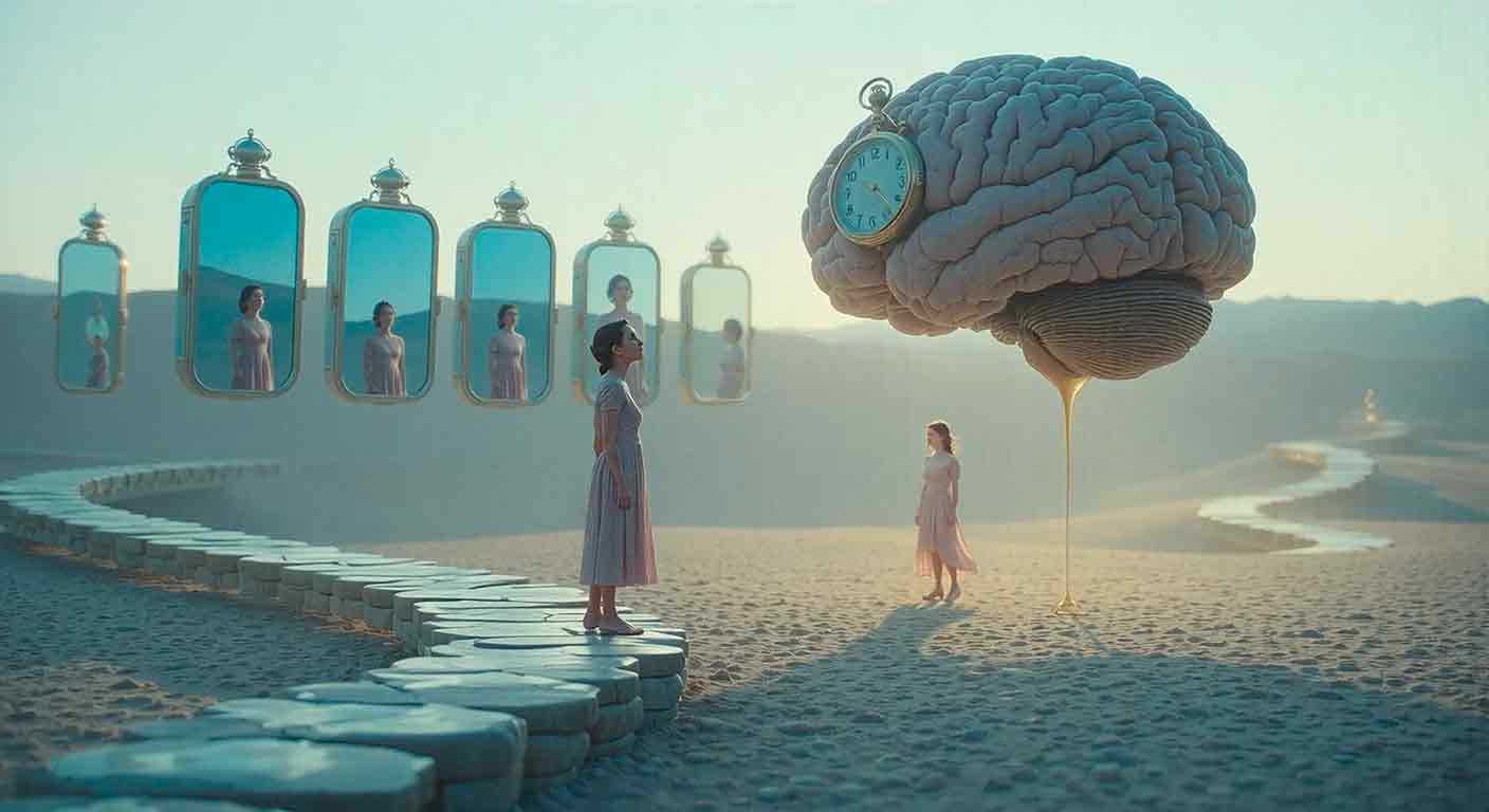 Fotomontaje surrealista de auto hipnosis en Valencia, España.