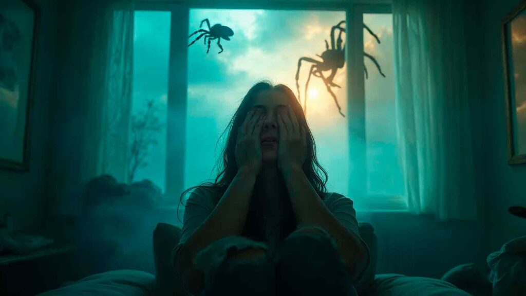 Fotomontaje surrealista sobre superar miedos en Valencia, España.