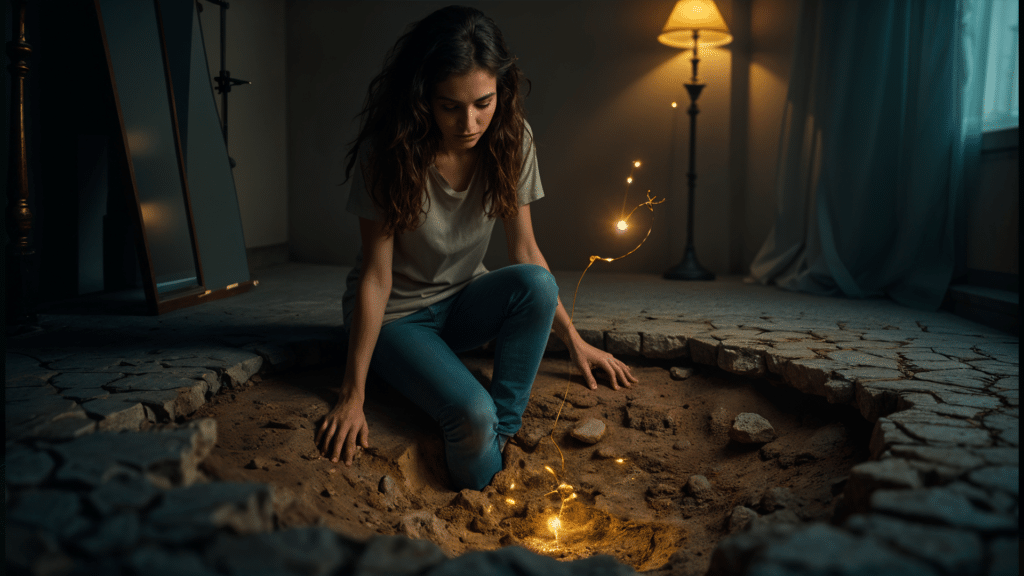 Fotomontaje surrealista sobre fobias y transformación personal en Valencia.