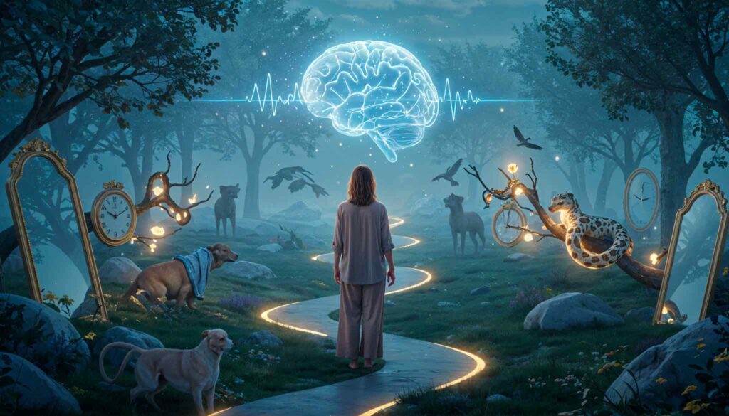 Fotomontaje surrealista sobre hipnosis para tratar miedo a perros y arañas en Valencia.