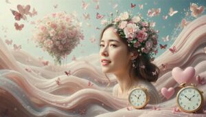 Hipnoterapia para la satisfacción sexual femenina en Valencia, con símbolos de transformación y emociones.