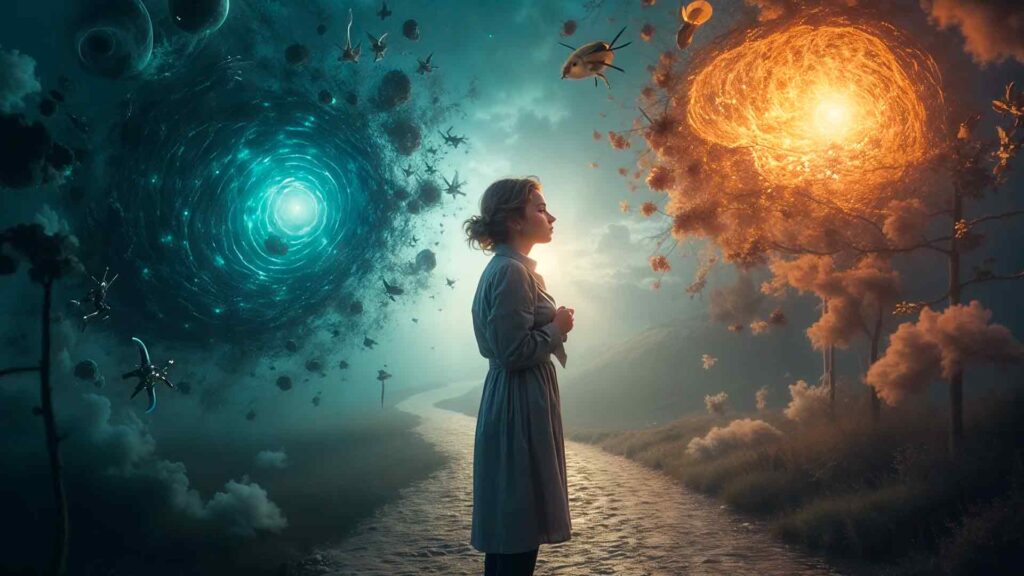 Imagen surrealista sobre hipnosis para miedos y fobias en Valencia.